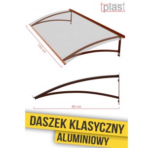 Daszek nad drzwi jednospadowy klasyczny ALUMINIOWY 150x80cm