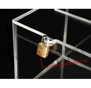 Urna, skarbonka 40x40x40 cm zamknięcie na kłódkę plexi bezbarwna gr.4 mm (URN023)